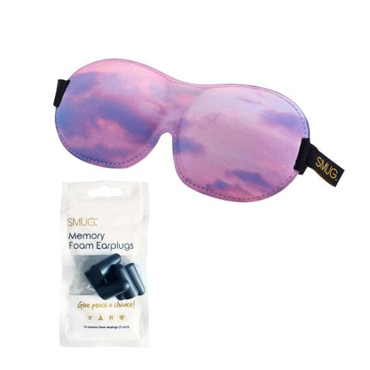 SMUG Contoured 3D Blackout Sleep Mask - Cloudy Sky - Sleep Mask & Pink Earplugs