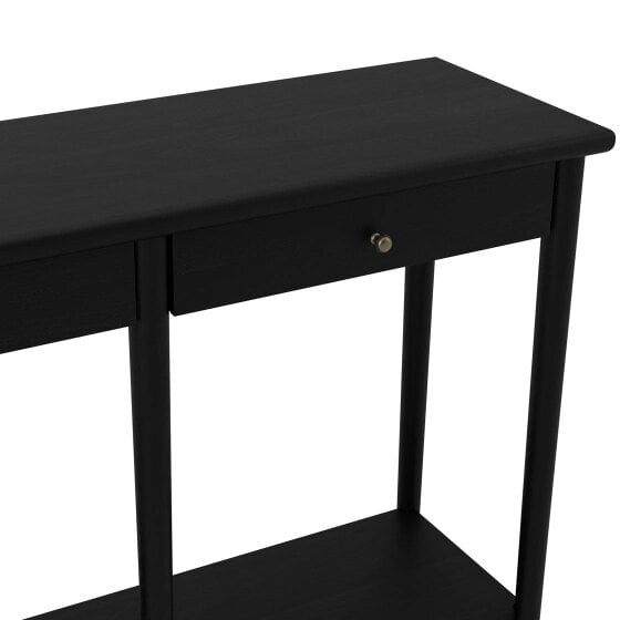 Wyld Haus Newbridge Black Wooden Console Table 2 Drawers Bottom Shelf