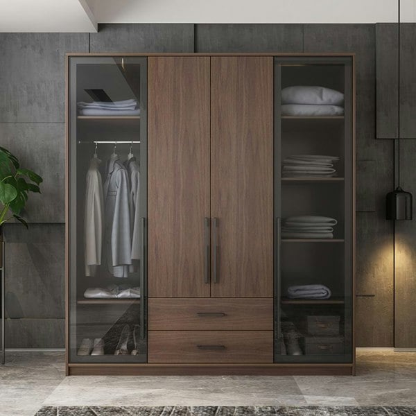 Sanders Wardrobe, Wooden & Black-Weilai Concept-Weilai Concept