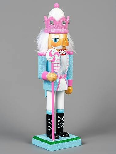25cm Pink Wooden Nutcrackers Soldiers King Drummer Christmas Ornament 4pcs Set image 4