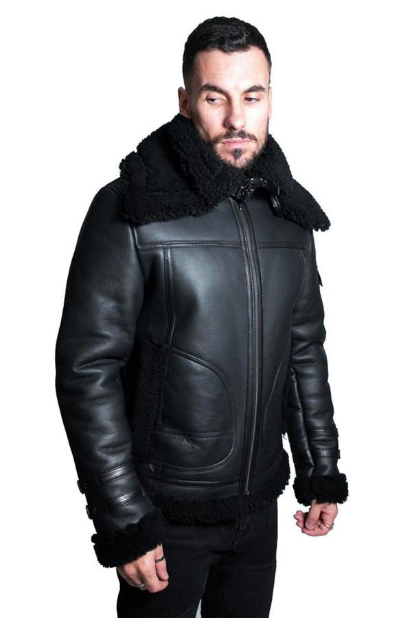 Infinity Leather Mens Retro Biker Sheepskin Jacket-Hingham