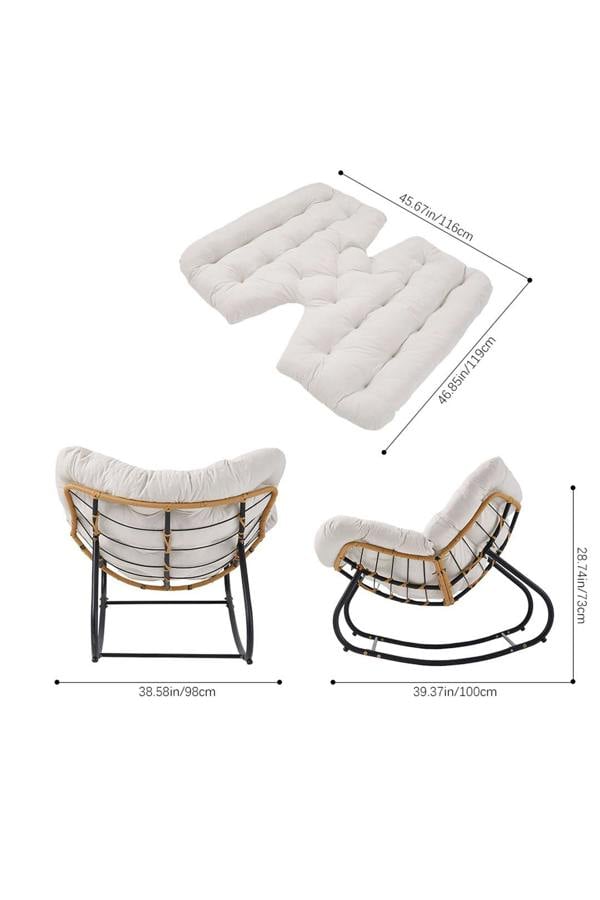 Living and Home Fleece Fabri Modern Rocking Chair with Cushion