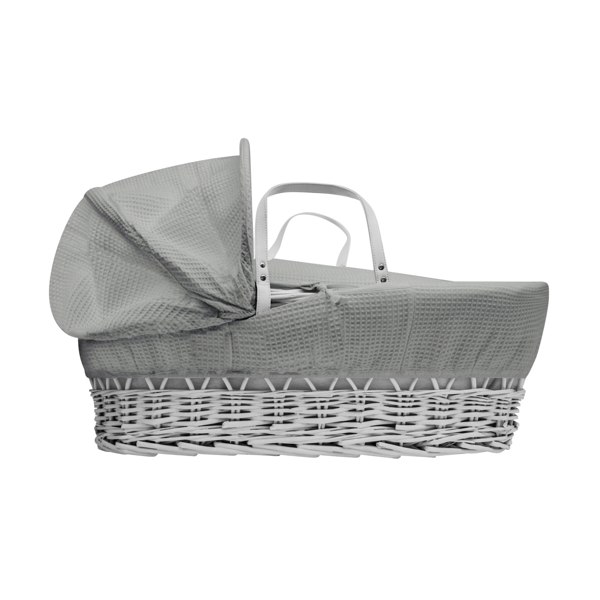 Kinder Valley Grey Dimple White Wicker Moses Basket