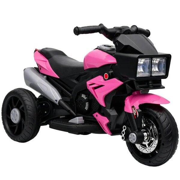 Kids Electric Motorcycle Ride-On Toy, 3-Wheel Battery-Operated Motorbike with Horn, Toddler Ride On Bike, Pink