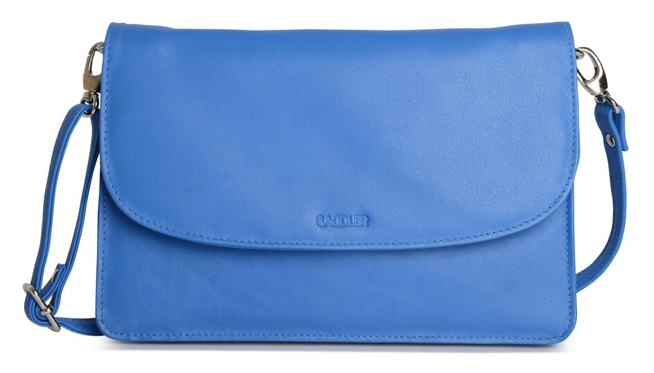 SADDLER Olivia 3-Section Leather Crossbody Bag & Clutch – Compact & Stylish - Gift Boxed - Electric Blue