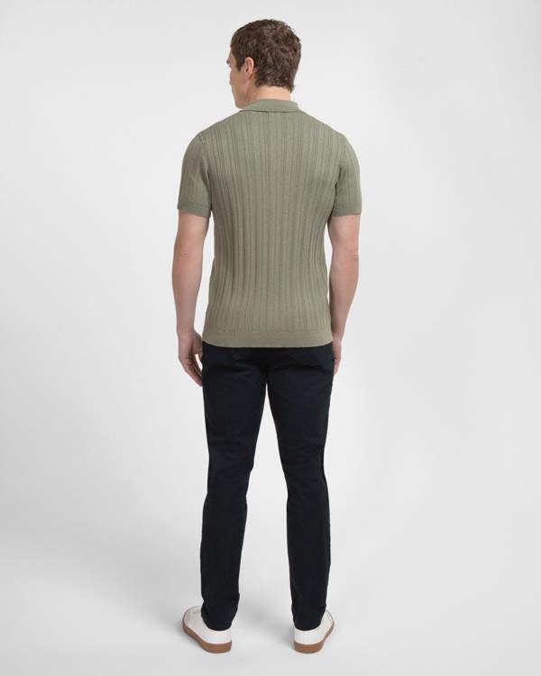 Steel & Jelly Kilburn - Stripe Textured Knitted Short Sleeve Shirt