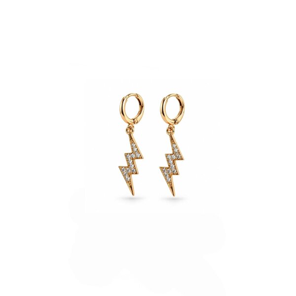 Luxe Tones Electra Luxe Gold Crystal Lightning Bolt Huggie Earrings