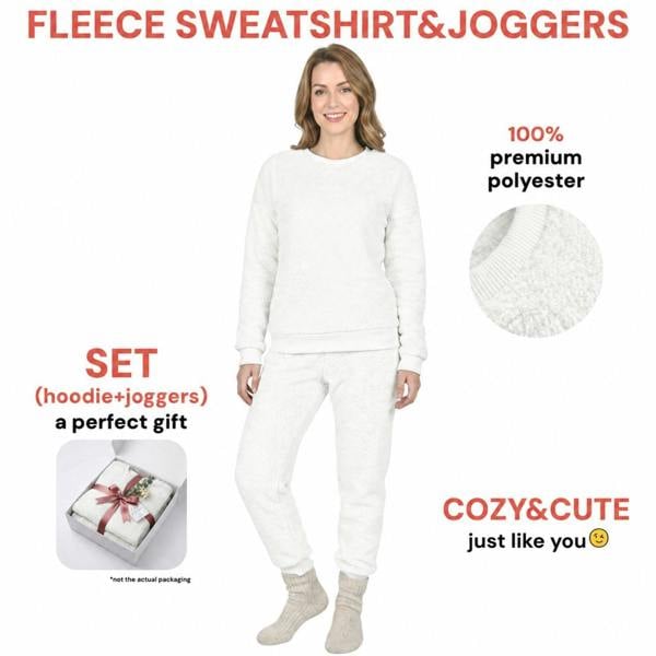 Ladies Teddy Fleece Women’s Pyjama Set - Cream