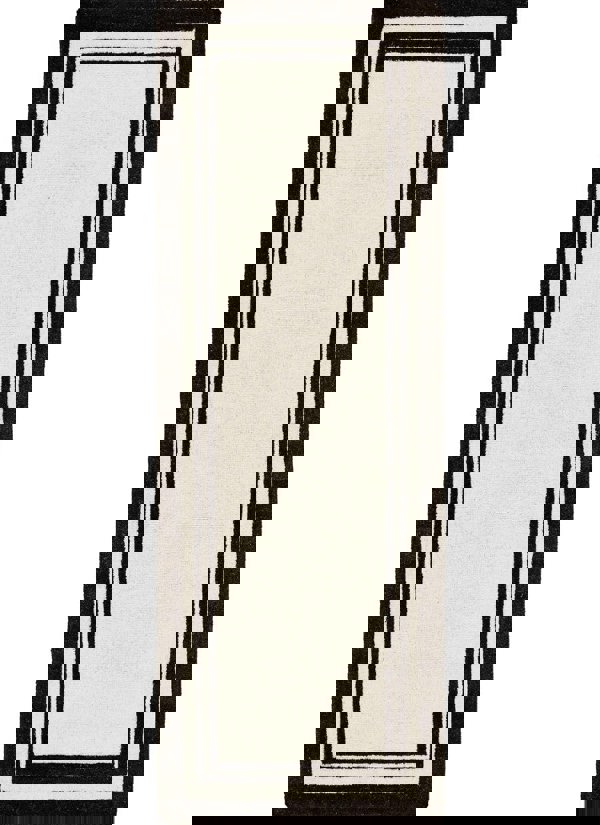 The Rugs Piper Wool Rug – Modern Black & Cream