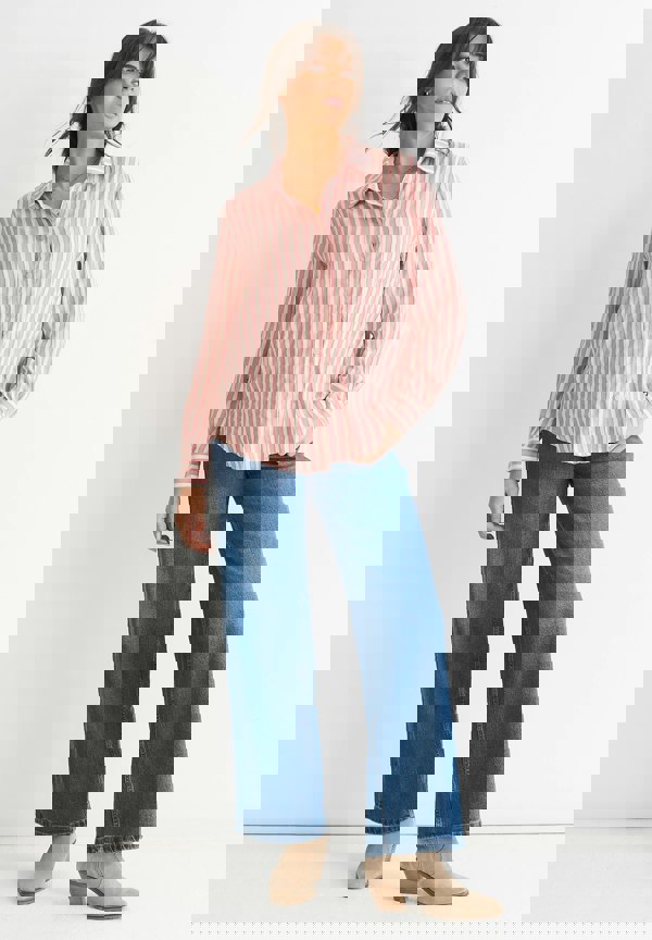 Gini London Blush Stripe Viscose Oversized Shirt
