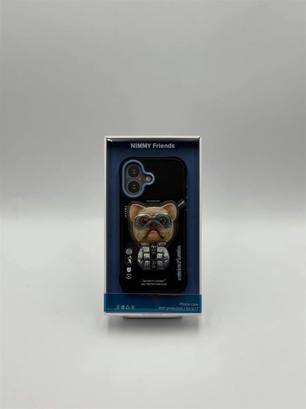 Nimmy Friends Nimmy Cool & Cute 2.0 Little Rich Tycoon Dog Case with MagSafe Stand for iPhone 17 6.3" Black Blue - N-YJKM-CXZJZH-IP17-07