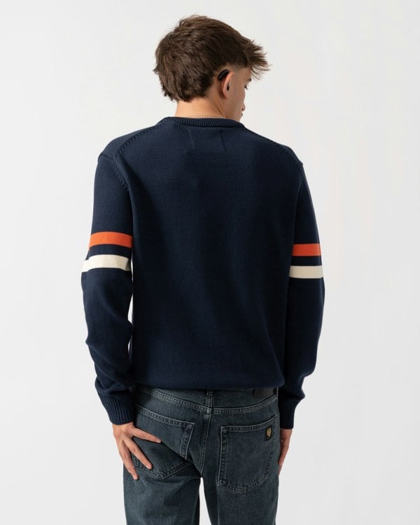 GANT Mens Graphic Badge Crew Neck Jumper - 433 Evening Blue
