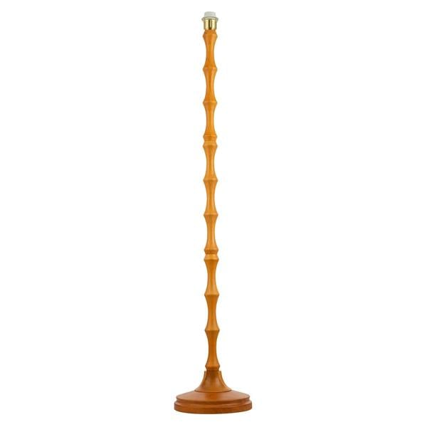 Traditional Oak Wood Standing Floor Lamp Base with Bamboo Pole Design Image 1
