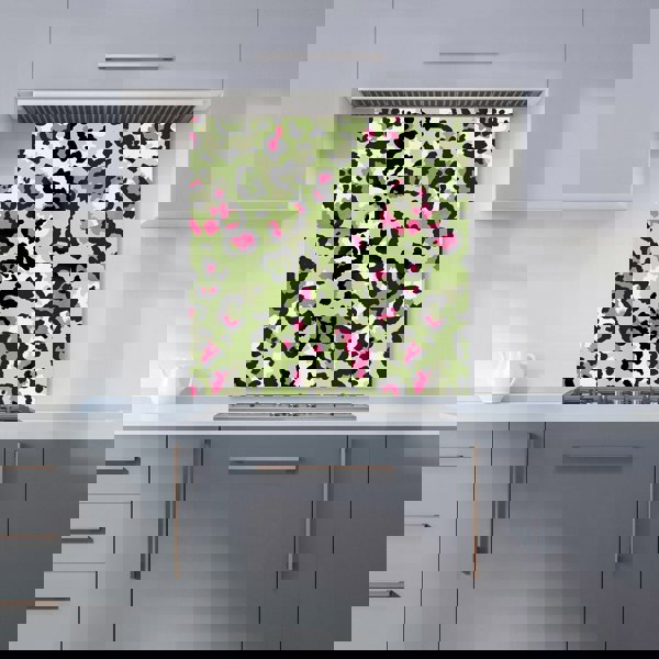 Warren Reed - Designer Green And Pink Leopard Print Kitchen Splashback