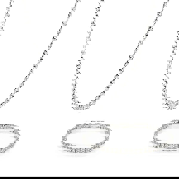 Say It With Tennis Necklace & Bracelet Gift Set - Silver