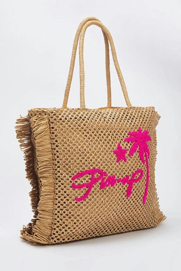 WOVCOR Embroidered Tassel Detail Woven Women's Maxi Tote Shoulder Bag