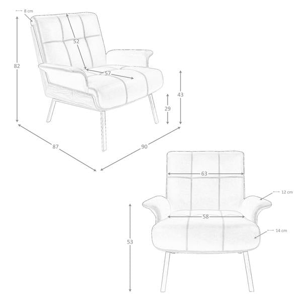 Angel Cerdá Black and Walnut Leatherette Armchair 5140