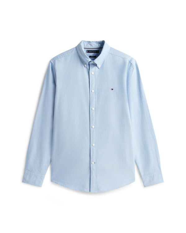 Tommy Hilfiger Solid Heritage Mens Long Sleeve Oxford Shirt - Shirt Blue