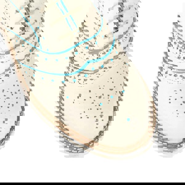 Embassy London Brick Lane - White & Light Blue - Women's contrast leather lace-up brogue