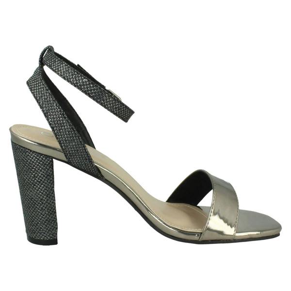 Spot On Ladies Spot On High Heel Sandal with Buckle Ankle Strap F12044