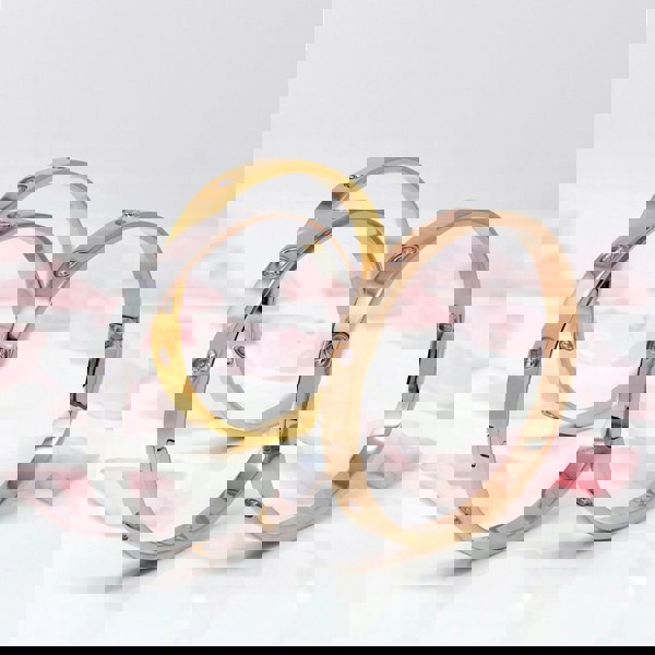 Say It With Hinged Stone Bangle - Rose Gold Plated Stainless Steel