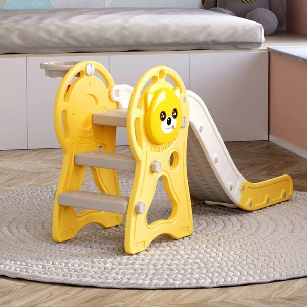 Toddler Slide with Basketball Hoop for Indoor Outdoor Swing & Slide Living and Home