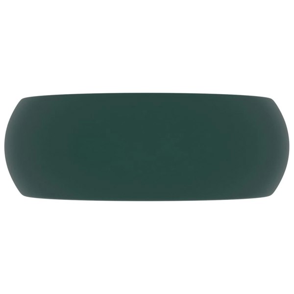 Berkfield Luxury Wash Basin Round Matt Dark Green 40x15 cm Ceramic