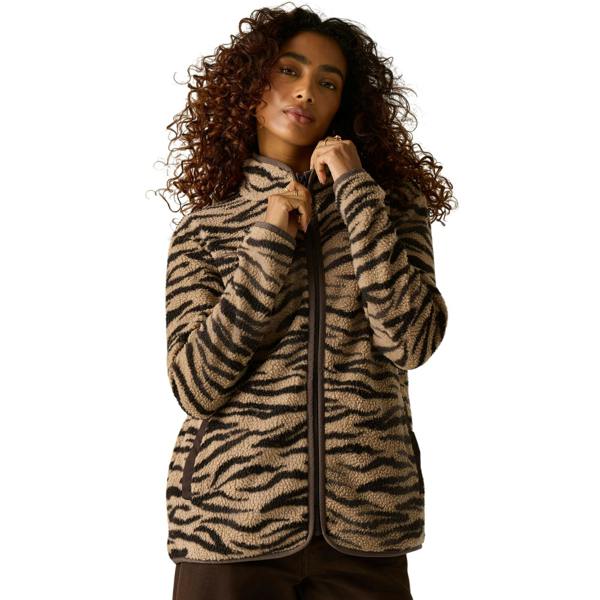 Regatta Womens/Ladies Frankie Zebra Print Borg Full Zip Fleece Jacket - Barleycorn - 