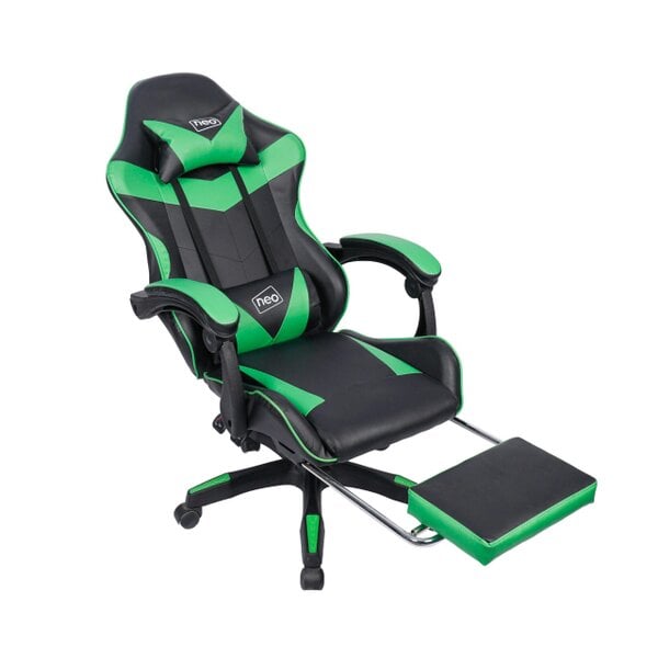Neo Green & Black PU Leather Gaming Chair with Footrest