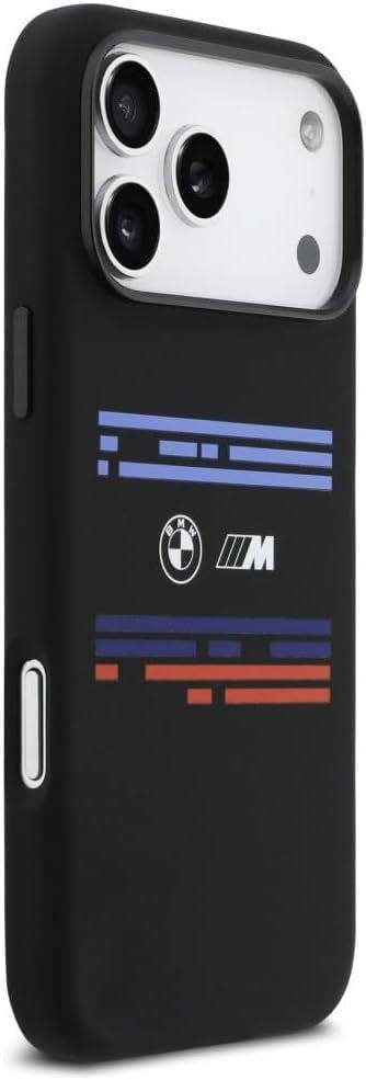 BMW M Series Silicone Horizontal Line Case with MagSafe for iPhone 17 Pro Max 6.9" Black - BMHMP17X25SHOTSK
