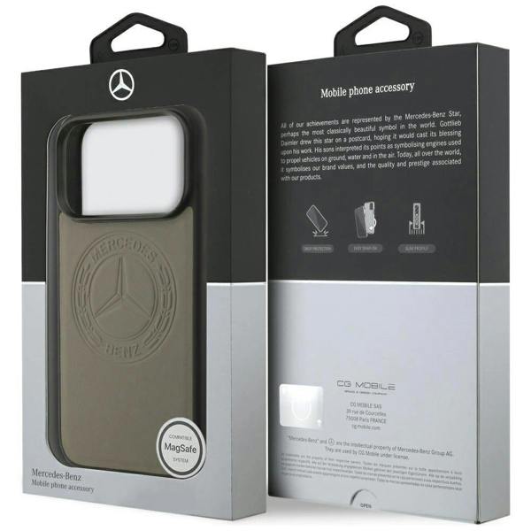 Mercedes Leather Vintage Logo Case with MagSafe for iPhone 17 Pro 6.3" Taupe - MEHMP17L25RICVLT