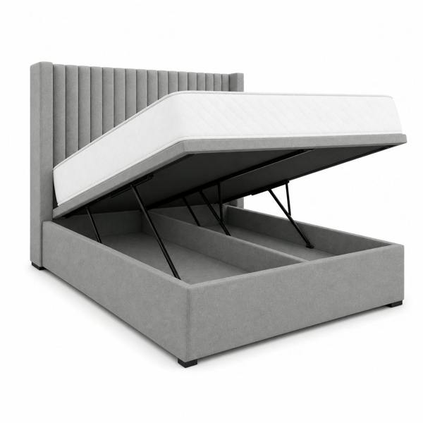 Great British Beds Toronto Winged Divan Ottoman Bed - Silver Plush