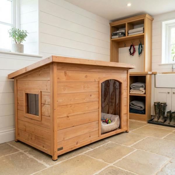 Samuel Alexander Large Wooden Indoor Dog House & Pet Den with Window