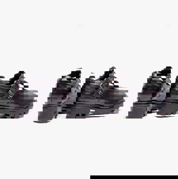 Roamers G705A Girls T-Bar Buckled School Shoes Black