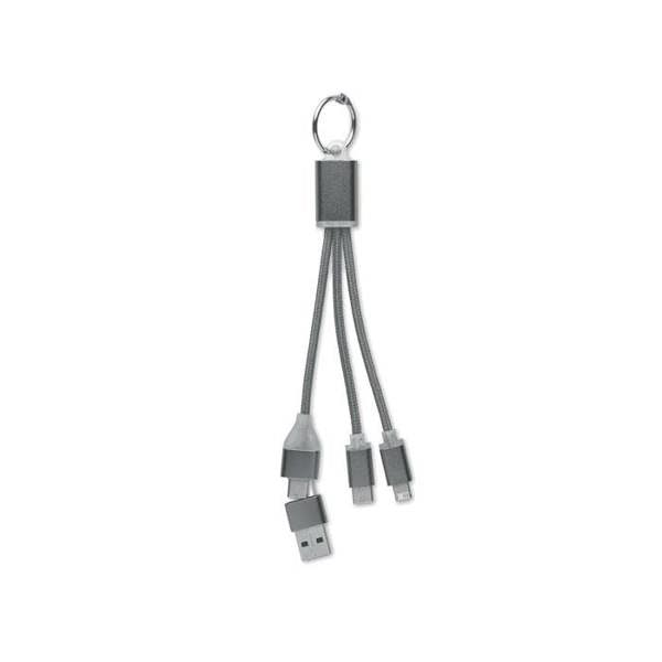 MidOcean 4 in 1 Keyring Charging Cable - Titanium - 