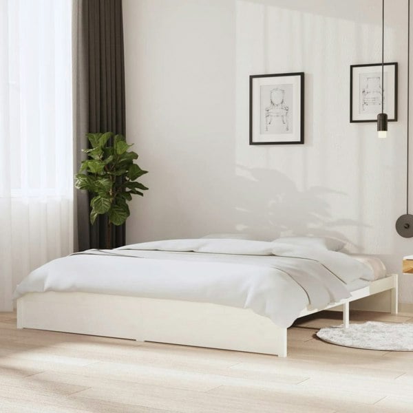Berkfield Bed Frame White Solid Wood 200x200 cm