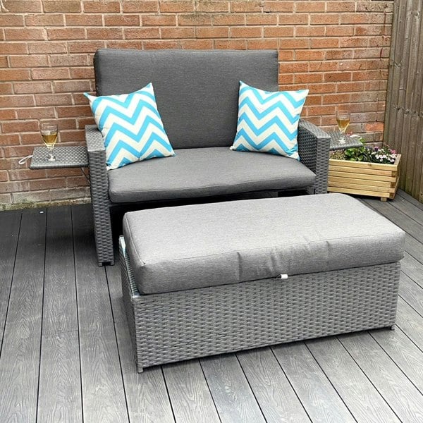 Outdoor Living Oasis 2 Seater Garden Patio Outdoor Rattan Furniture Sofa Sun Lounger Daybed