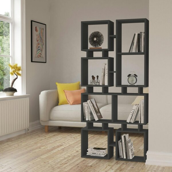 Decortie Rail Modern Tall Bookcase Shelving Unit Display Unit Freestanding Asymmetric Storage Height 167cm