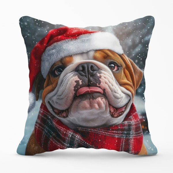 Warren Reed Snowy Christmas Bulldog Cushion