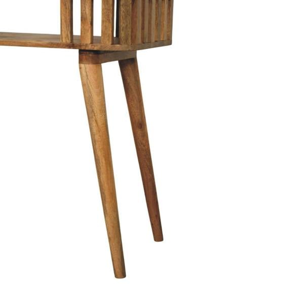Artisan Furniture Solid Wood Slatted Oak-ish Console, 1 Shelf, Beige