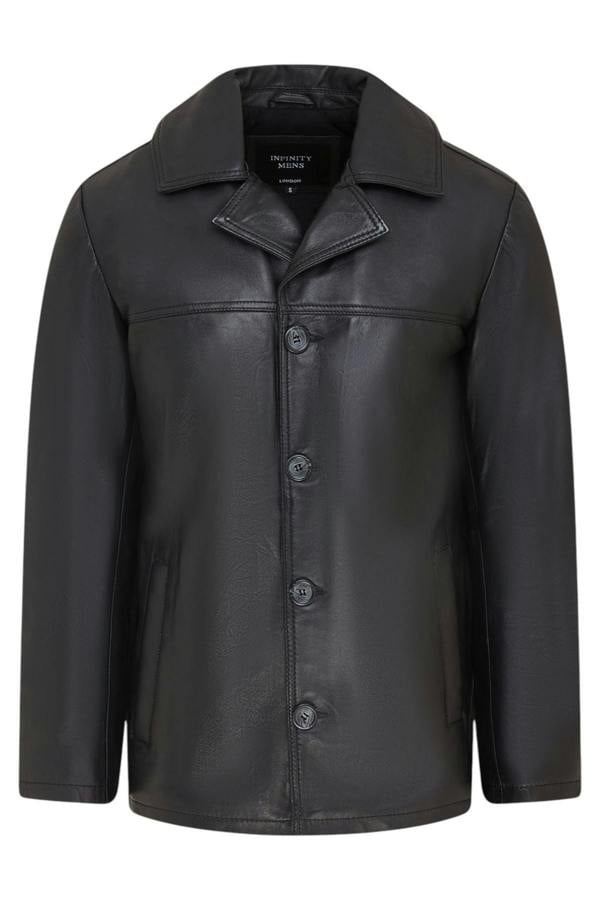 Infinity Leather Men’s 4 Button Italian Leather Blazer Jacket - Loxton
