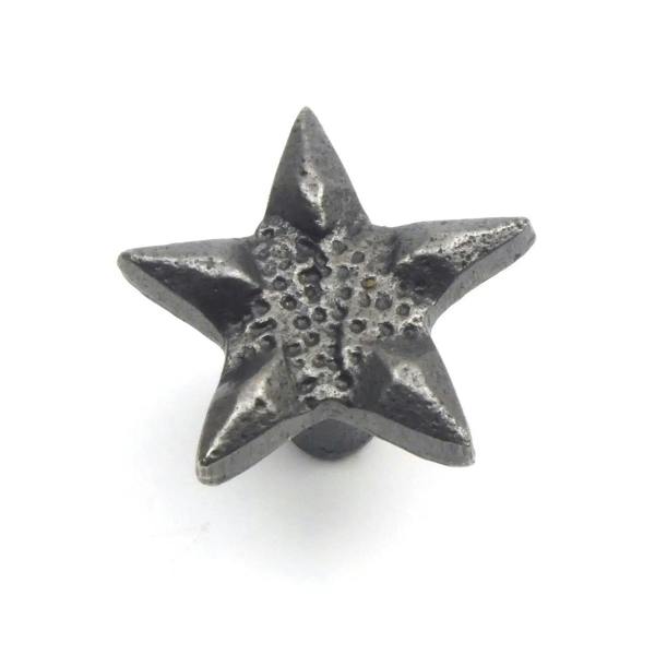Small Cast Iron Star Cabinet Knob - Approx 35mm