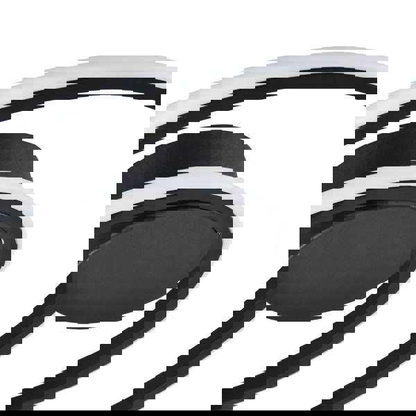 Modern Double Swirl Strip LED Flush Ceiling Light Fitting in Sleek Matte Black Image 4