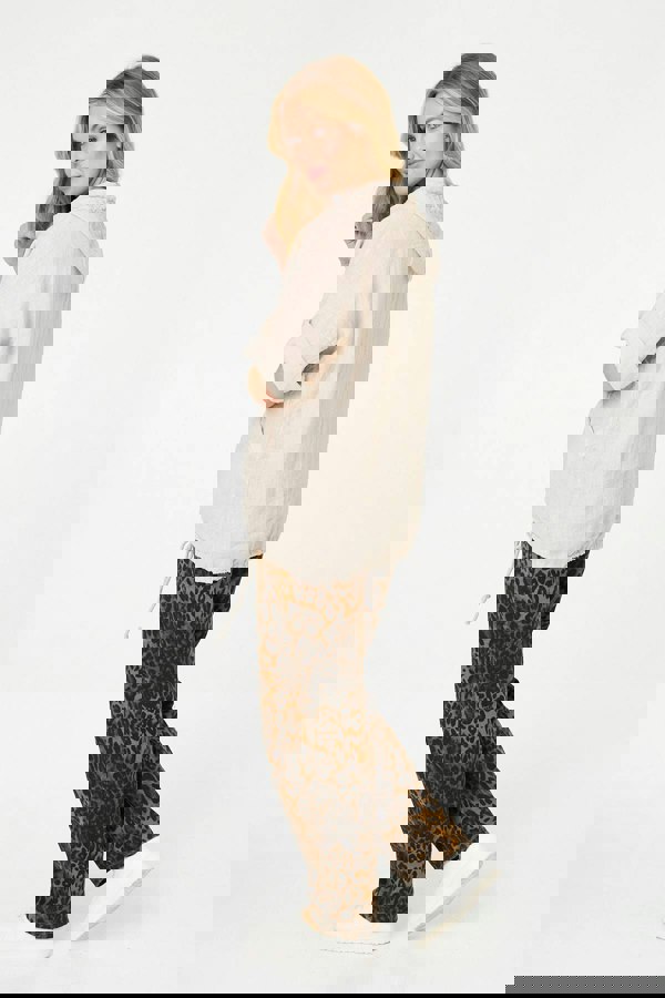 Beige | Zip Front Drawstring Hooded Parka Jacket
