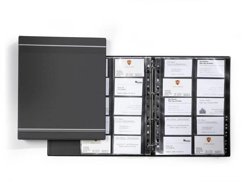 Durable VISIFIX 400 Business Card Ring Binder Album | A-Z Index | A4 Charcoal