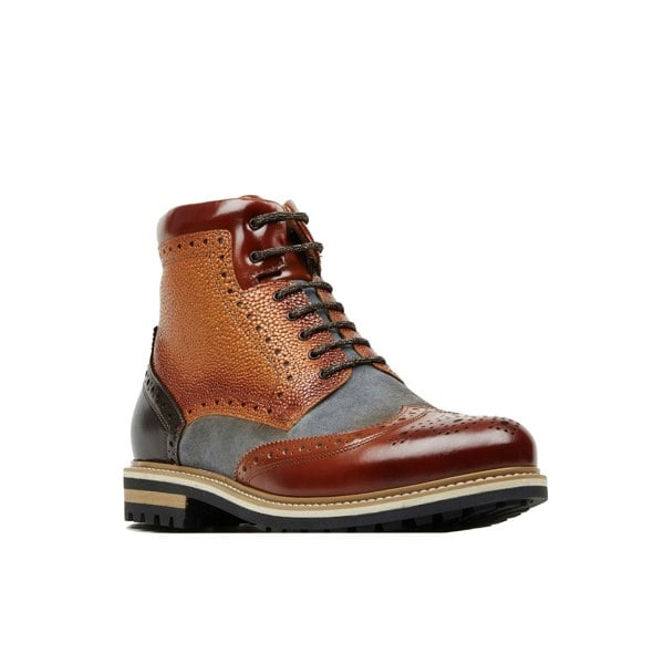 Embassy London Wanderer - Foxy - Men's chunky combat style lace up and zip up boot in tan