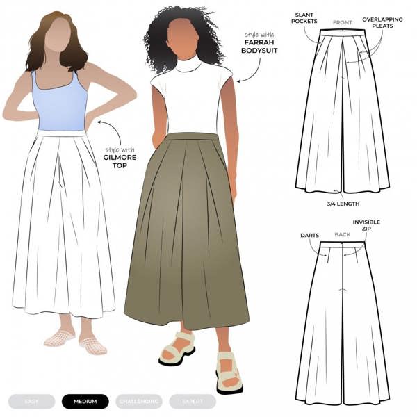 Style Arc Sewing Pattern Erin Culottes - Trousers for Women - Intermediate