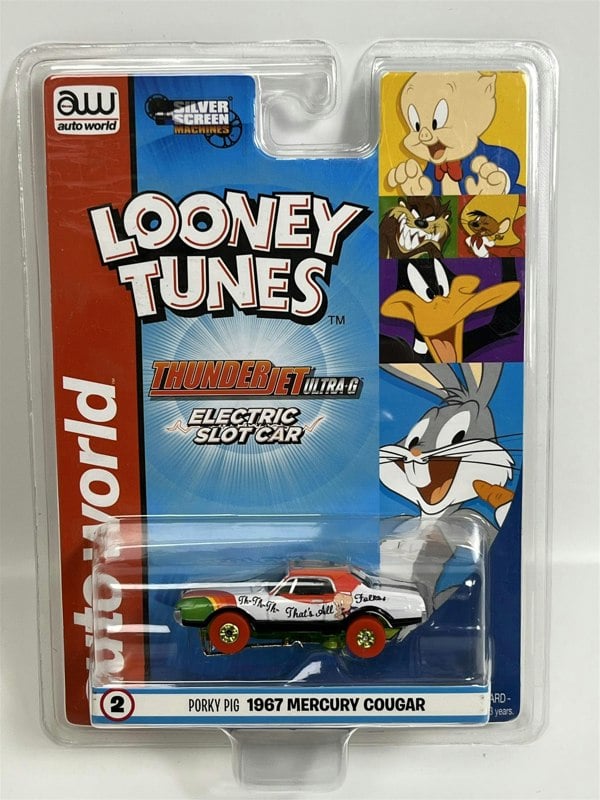 Auto World Slot Cars Porky Pig 1967 Mercury Cougar Thunderjet Ultra G HO Scale Slot Car SC363-2