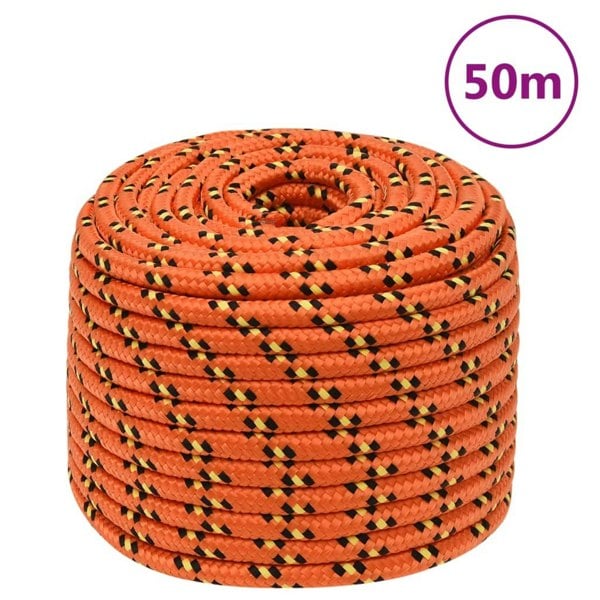 Berkfield Boat Rope Orange 14 mm 50 m Polypropylene