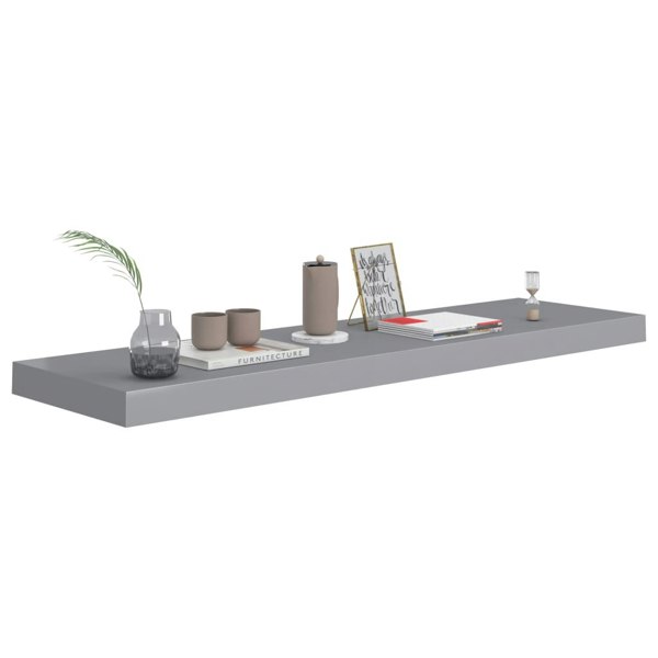 Berkfield Floating Wall Shelves 2 pcs Grey 90x23.5x3.8 cm MDF